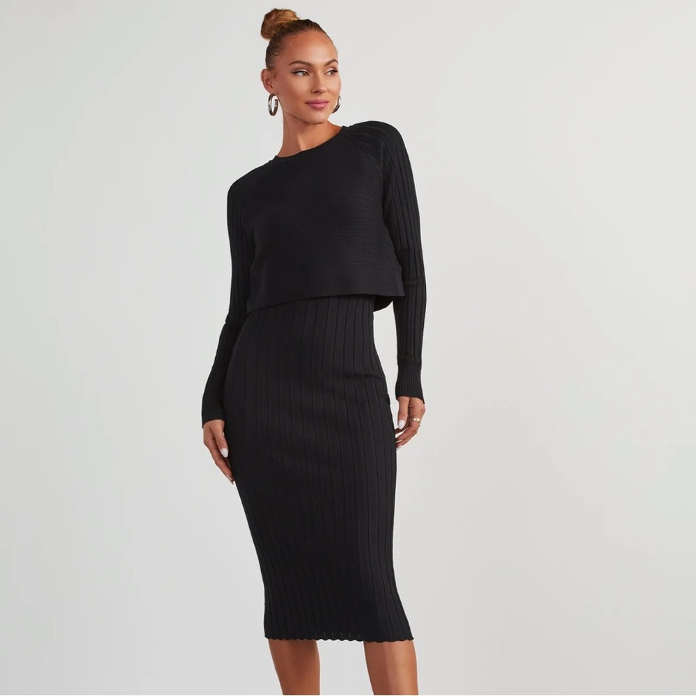 Vici ribbed knit midi dress